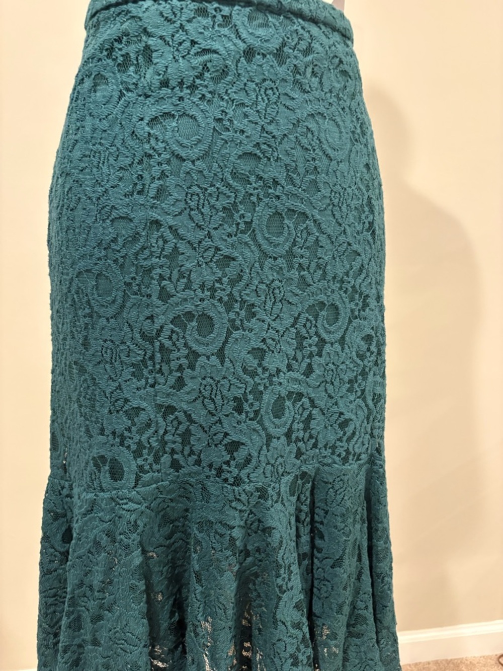 Anthropologie Teal Lace Asymmetrical Hem Skirt - Picture 10 of 10